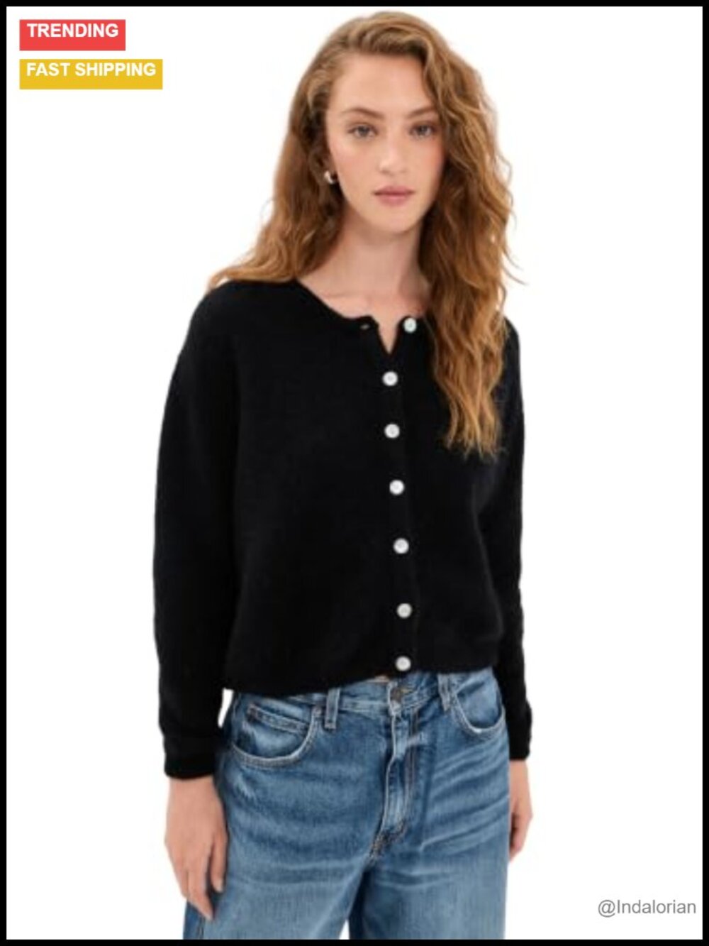 Alpaca Wool Cardigan Long Sleeve Button Up Women's Crew Neck Ribbed Knit
